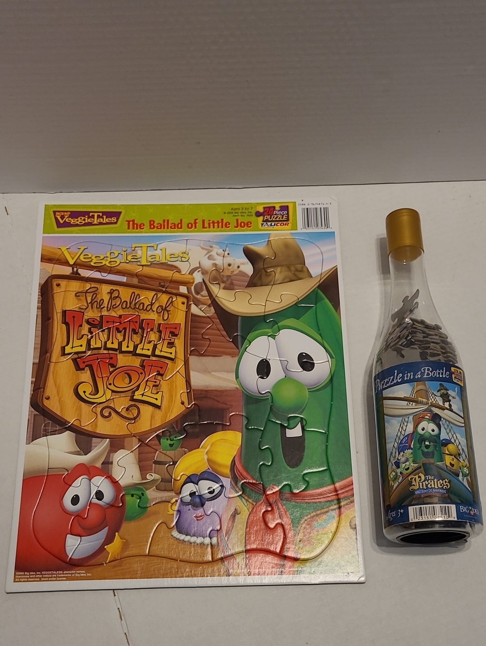 Vtg  VEGGIE TALES The Ballad of Little Joe Kids Puzzle & puzzle In A Bottle